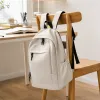 White backpack, nylon waterproof, lightweight, wear-resistant and large-capacity daily backpack for commuting to school details Picture